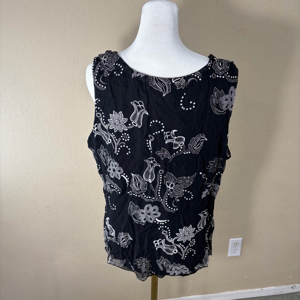 Ami Women's Black White Lightweight Tank Top Sz XL Y2K Bikercore Preppy Grunge - Picture 6 of 11